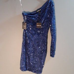 One Shoulder Glitter Dress